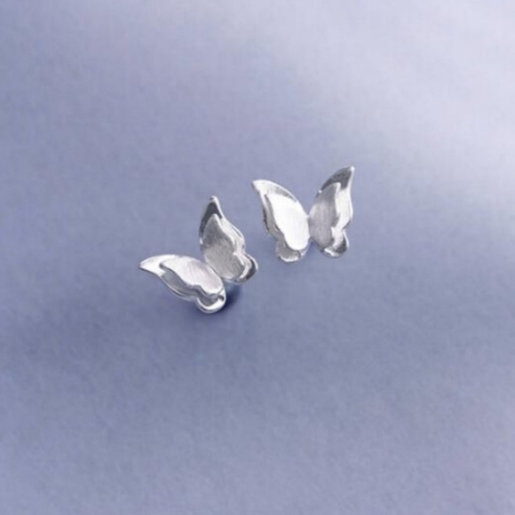 Cute Silver Butterfly Studs - Picture 3 of 4